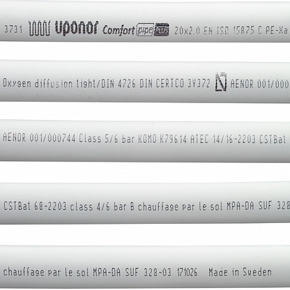 Труба из сшитого полиэтилена PE-Xa Uponor Comfort Pipe Plus (1009228) 20 х 2,0 мм PN6 белая (120 м)