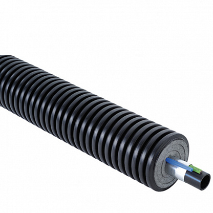 Труба ПНД PE-Xa Uponor Ecoflex Supra Plus (1048687) теплоизолированная 25х2,3/68 мм PN12.5/16 с греющим кабелем 10 Вт/м (100 м)